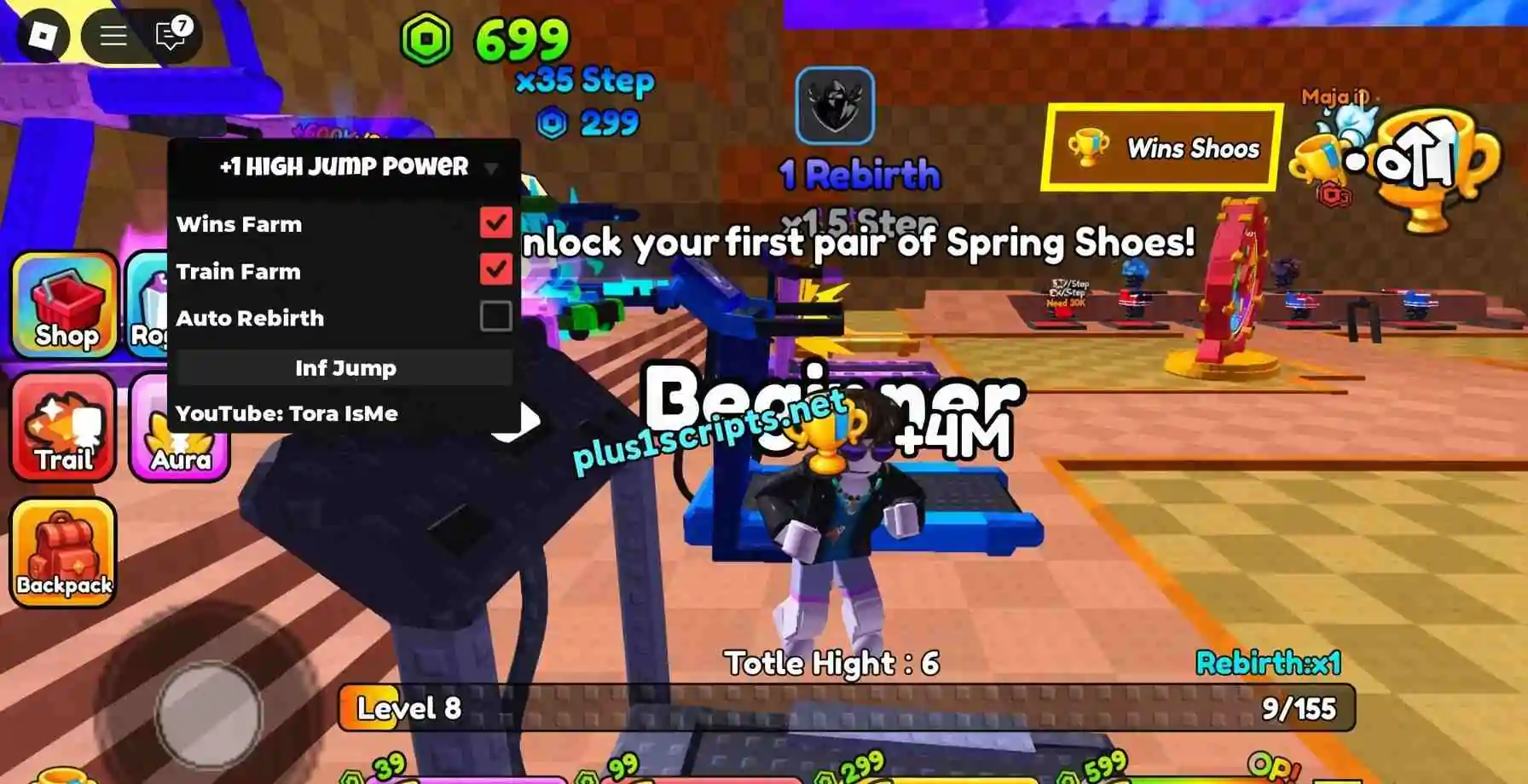 +1 High Jump Power Escape Script | Tora IsMe [No Key] | Wins Farm