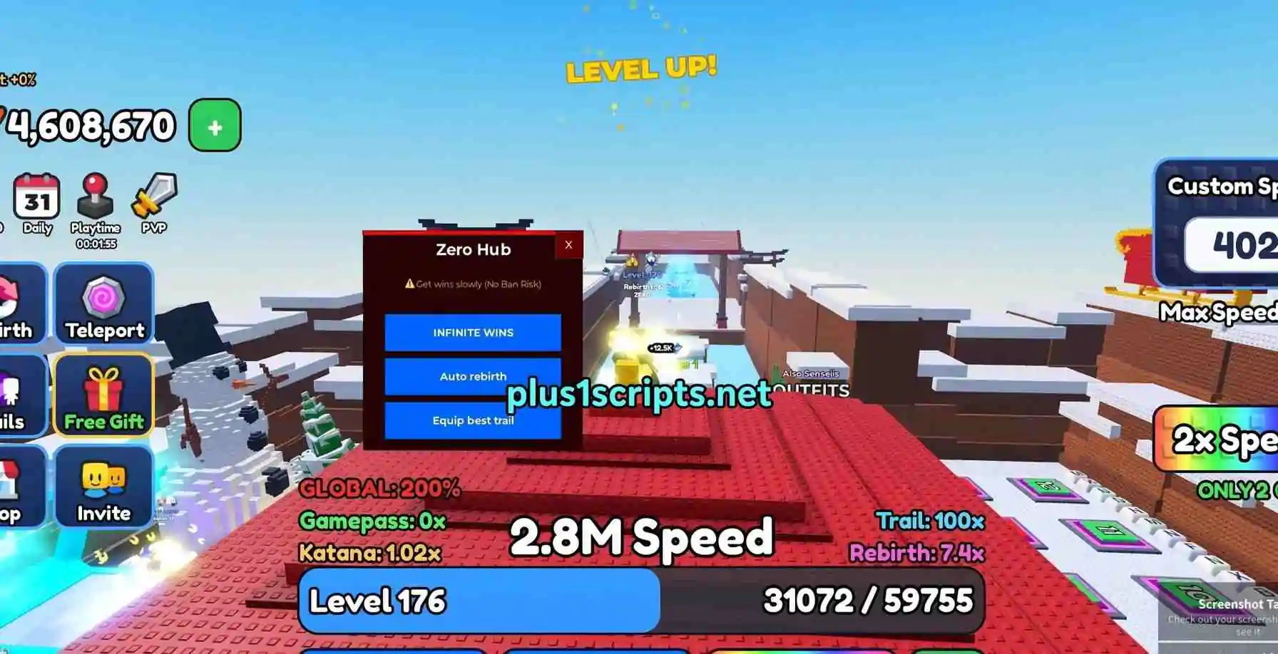 +1 Speed Ninja Keyboard Escape Script | Zero Hub | INF Wins