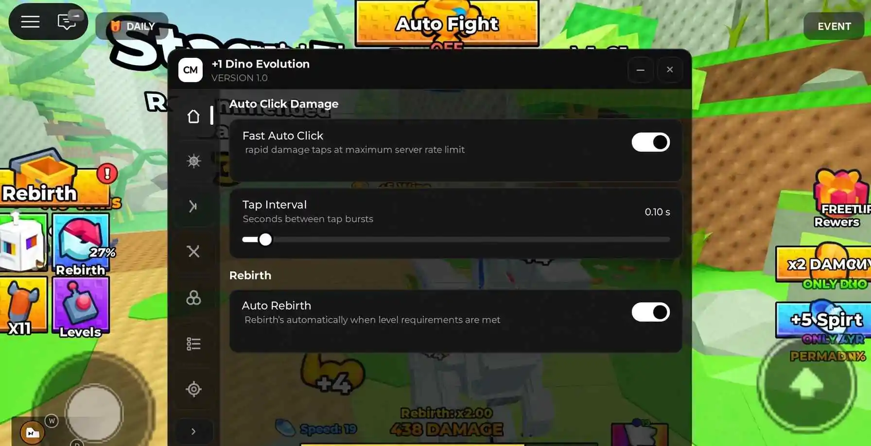 +1 Dino Evolution Script | CM Hub | Auto Click, Instant Wins, Auto Rebirth