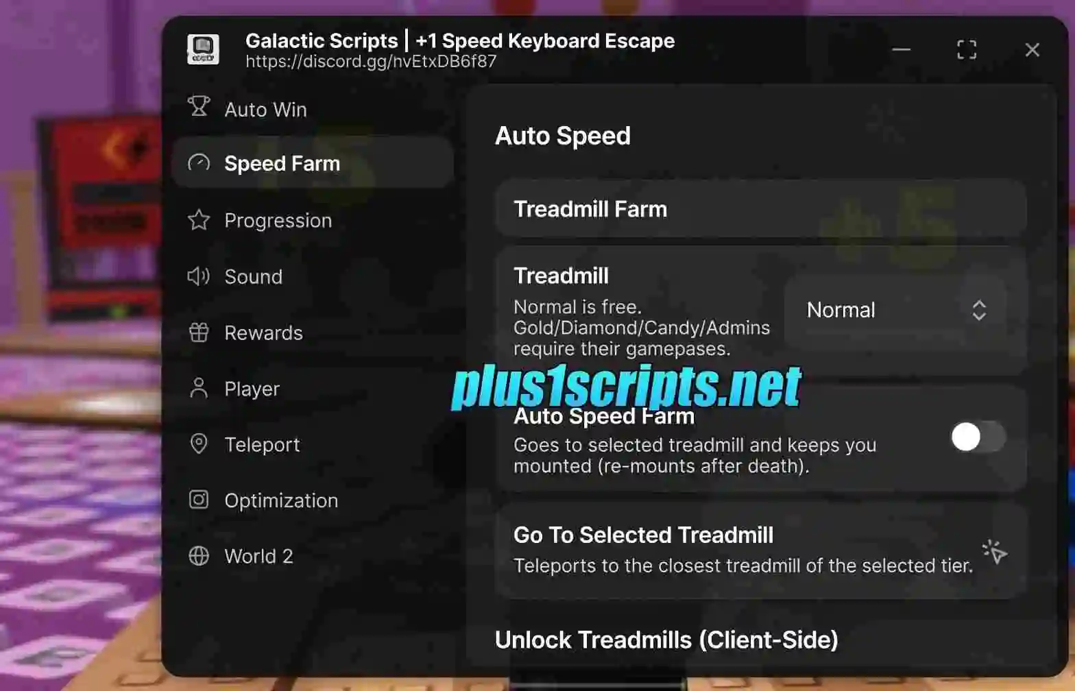 +1 Speed Keyboard Escape | Galactic Scripts (KEYLESS) | Treadmill