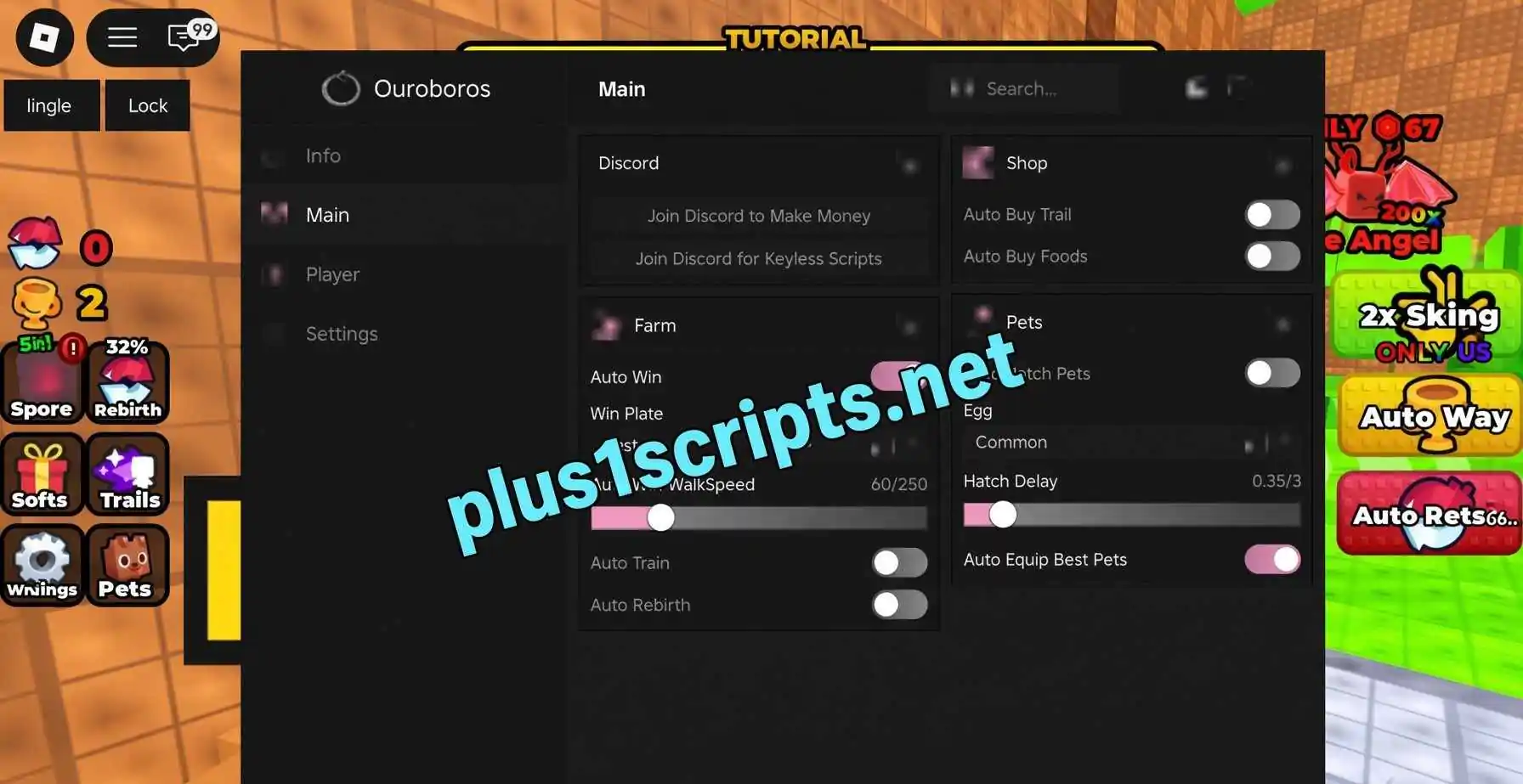 +1 Skinny Per Step Script | Ouroboros Hub [No Key] | Auto Win